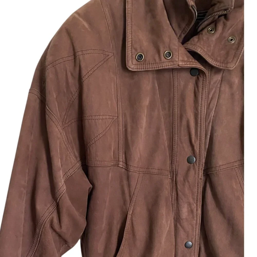VINTAGE - Tannery west leather brown bomber jacket Size Medium - Picture 6 of 12